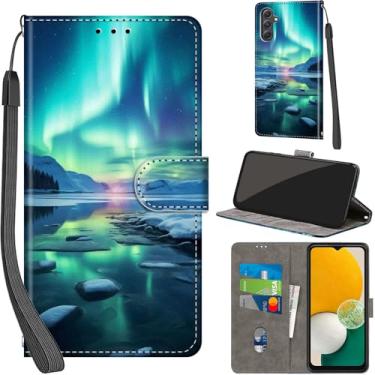 Imagem de Salanheo Capa carteira para Samsung Galaxy A54 5G, com [3 compartimentos para cartões], fecho magnético com suporte, capa protetora flip de couro PU à prova de choque de 6,4 polegadas, Aurora