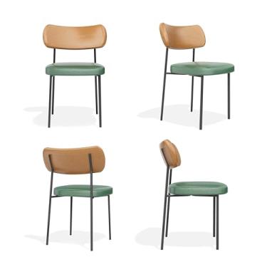 Imagem de Kit 04 Cadeiras Estofadas Melissa Sala de Jantar Cozinha Espaço Gourmet (Verde Musgo/Whisky)