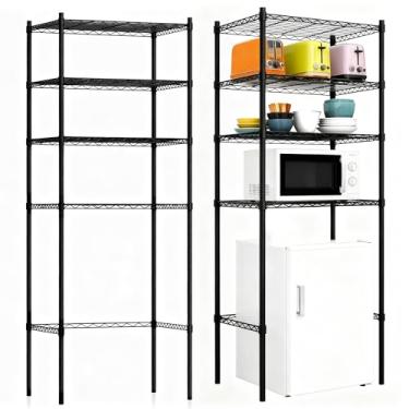 Imagem de NouraVita Mini prateleira de geladeira de 4 níveis, altura ajustável, prateleira de armazenamento para minigeladeira e suporte de micro-ondas para dormitório, cozinha, escritório, 195,6 cm A x 61 cm L