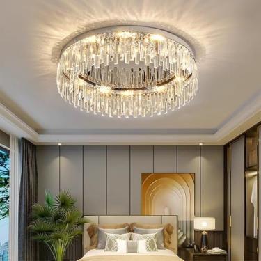 Imagem de Luminária de Teto Moderna de Cristal | Lustre Pendente para Sala, Plafon para Quarto, Sala de Jantar, Cozinha, Corredor, Banheiro e Entrada (Redondo 60cm)