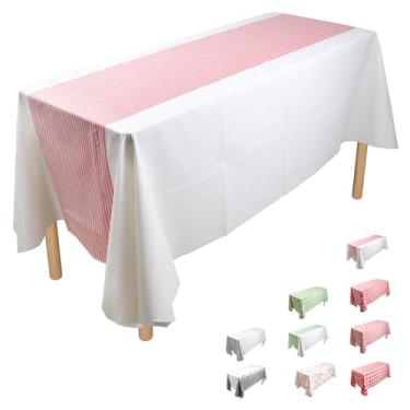 Imagem de ZGP (barra vermelha) 137 x 213 cm, 10 peças de toalha de mesa de PE puro descartável, toalhas de mesa para festas, piquenique, casamento, toalhas de mesa decorativas, retângulo, capa de plástico