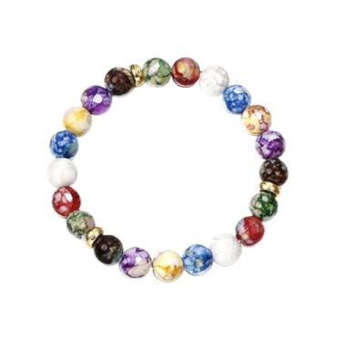Imagem de Pulseira de contas feita à mão de cristal de 7 cores, ajuda a aliviar a fadiga e o estresse, melhora o equilíbrio e a energia, perfeita como presente