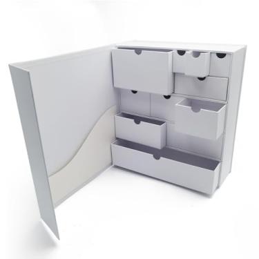 Imagem de Valguri Caixa De Lembranças Para Bebê, Compartimentos Personalizados Preciosas, Chá Maternidade, Presente Recém-Nascido, Organizador Papelão (Branco)