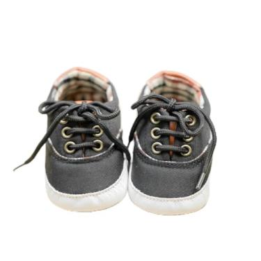 Imagem de Tênis de lona para bebês meninos e meninas recém-nascidos antiderrapante sola macia Frist Walking sapatos respiráveis para crianças pequenas, Preto, 12-18 Months Toddler