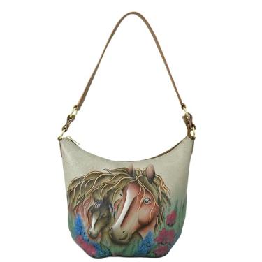 Imagem de Anuschka 7586 Hobo de ombro grande, bolsa feminina de couro pintada à mão, Mother's Love Tan