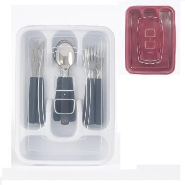 Imagem de Porta Talheres Com Tampa Organizador Talher Gaveta Armario Utensilios Cozinha 4 Divisorias Viagem Churrasco Camping