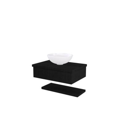 Imagem de Conjunto Bancada C-cuba R35 E Prateleira Metrópole 605 Nogal Preto ônix