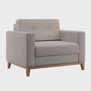 Imagem de Poltrona Estofada Living Em Tecido Linho Para Sala