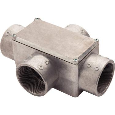 Imagem de Condulete Fixo Tipo "x" 3" Tramontina Com Tampa / Rosca Bsp / Sem Pintura Tramontina