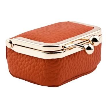 Imagem de Cranviech Presente de aniversário para mulheres, mãe, irmã – Mini caixa de joias de couro com fecho de beijo, estojo de joias de viagem para brincos, colares, porta-moedas de couro vintage para Ação