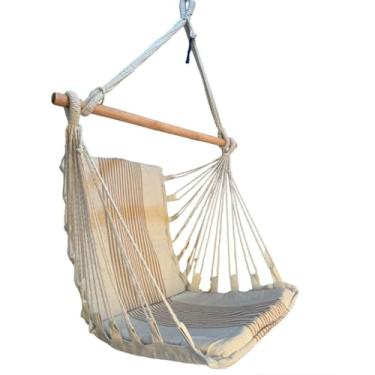 Imagem de Rede Cadeira De Teto Suspensa Reforçada Descanso e Balanço(CRUR-LISTRA-CARAMELO-CADEIRA)