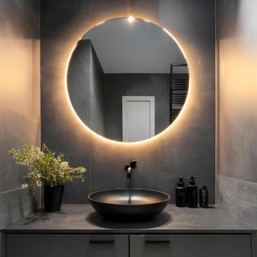 Imagem de Espelho Redondo Com Iluminação Led Branco Quente - 3000k - 80x80 Cm