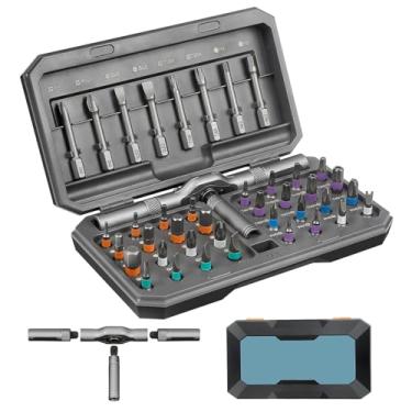 Imagem de Conjunto de chaves de fenda magnética 42 em 1, conjunto de chaves de fenda de catraca magnética com alça de catraca destacável, kit de ferramentas de reparo para bicicletas, relógio, campainha