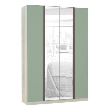 Imagem de Guarda-roupa 4 Portas 160 Cm Legno Crema Com Verde Jade