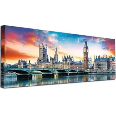 Imagem de Pintura artística de diamante grande, kits de pintura de diamante redondo DIY Big Ben para adultos iniciantes, strass de cristal para presente de decoração de parede de casa, 30 x 80 cm