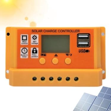 Imagem de Rrlihjgu Controladores De Carga Para Painéis Solares,Controlador de Carga Solar 30a com USB 12v 24v - Regulador Inteligente para Baterias de Telemóveis Tablet PC RV com Proteção contra