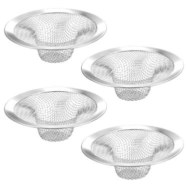 Imagem de Coador de ralo pequeno de 7 cm, coletor de cabelo, 4 peças, coadores de pia de aço inoxidável, cestos de malha, armadilha, sem entupimentos, filtros de cozinha, capa de filtro para banheira, lavatório