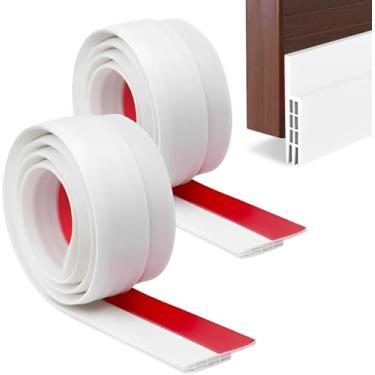 Imagem de Excluidor de rascunho de porta, conjunto de 2 peças de tira de vedação inferior de porta para portas, batente de porta autoadesivo forte à prova de som/à prova de vento excluidor de tira de vedação de