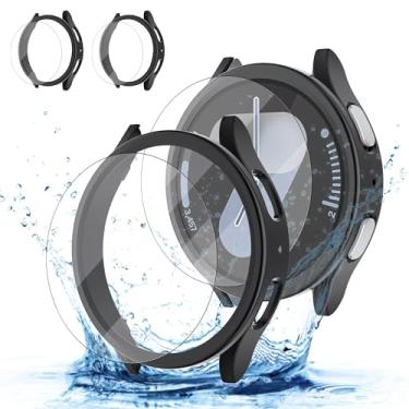 Imagem de [2+2] Pacote para Samsung Galaxy Watch 7 capa protetora de tela acessórios de 40 mm, película protetora de vidro temperado anti-embaçamento HD/HD, conjunto de capa facial, impermeável, capa para