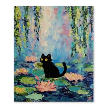 Imagem de RLTXBUK Kits de arte de diamante floral de gato preto vintage, presentes para mulheres, gatos, mães, amantes, mulheres, kits de arte para adultos, crianças, iniciantes, presentes para amantes de