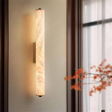 Imagem de Luminária de parede contemporânea em latão e mármore com LED, simplicidade e criatividade para sala de estar, quarto, escritório, hotel, villa e corredor (E H40CM)