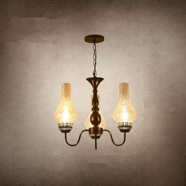 Imagem de Luminária pendente vintage industrial com LED, estilo americano, ideal para sala de estar, restaurante, quarto, casa de campo, loft, loja de roupas, café, bar, casa de família (3 lâmpadas).