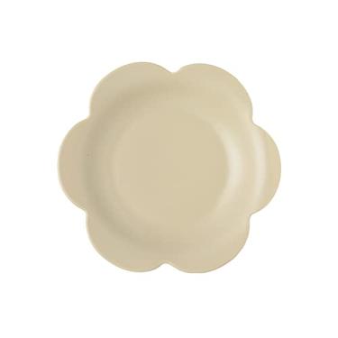 Imagem de Série Girassol 22 cm Cerâmica Fosca Salada/Massa/Fruta/Aperitivo/Pratos de Sobremesa Pratos de Natal Pratos de Jantar de Natal Bege/Branco (Cor: Bege, Tamanho: 22 cm)