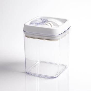 Imagem de Pote Hermético Retangular Com Tampa Branca 1,7 Litros Organizador de Cozinha Para Alimentos Secos 18cm x 12cm Transparente