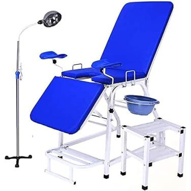 Imagem de Cama de exame ginecológico, mesa de exame médica, lama de enxágüe dobra portátil com lâmpada reflexiva para os pés para o salão de beleza do hospital, a, 170 * 60 * 80cm