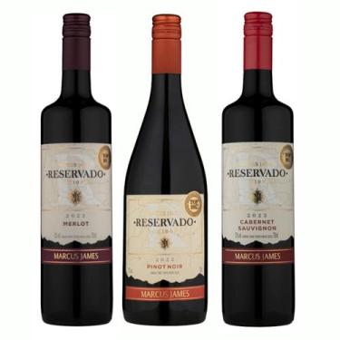 Imagem de Kit 3 Vinho Tinto Marcus James Merlot, Pinot Noir, Cabernet Sauvignon