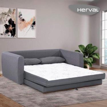 Imagem de Sofá-Cama Queen 3 lugares Herval Cairo, Linho Cinza, 188 cm