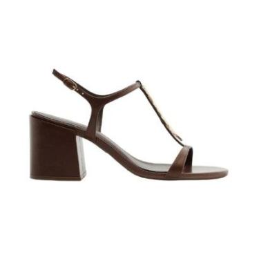 Imagem de Sandália Salto Médio Feminina Arezzo A124630088 Marrom-Feminino