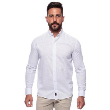 Imagem de Camisa Masculina Linho Manga Longa Gola Padre Lisa Casual-Masculino