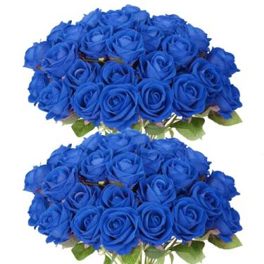 Imagem de LetuoClips 500 peças de rosas falsas flores artificiais, buquê de rosas brancas, rosa sintética de seda com hastes para decoração de flores de casamento, dia dos namorados, aniversário, decoração de