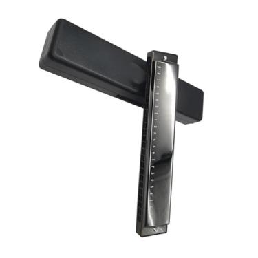 Imagem de Gaita profissional brincadeira misteriosa preta durável aparência 24 furos gaita polifônica blues instrumento