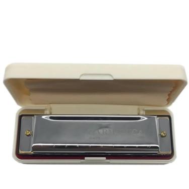 Imagem de Gaita profissional 10 furos diatônica C Key Blues fácil de tocar para iniciantes e adultos (prata)