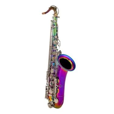 Imagem de Instrumento de saxofone profissional saxofone tenor alto bb afinação laqueada cor deslumbrante instrumento de sopro de madeira com acessórios de capa (B)