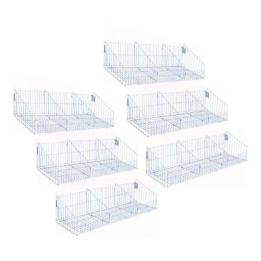Imagem de Kit - 6 Cestos Com Divisórias Branco New Plus - Sa Gondolas