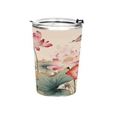 Imagem de Blueangle Copo de 340 g com tampa e canudo, copo térmico de aço inoxidável isolado a vácuo para bebidas quentes e frias (360)