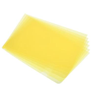 Imagem de Pastas tipo L pacote com 6 pastas A5 plástico transparente pasta de documentos pastas de arquivo bolsos de projeto, amarelo