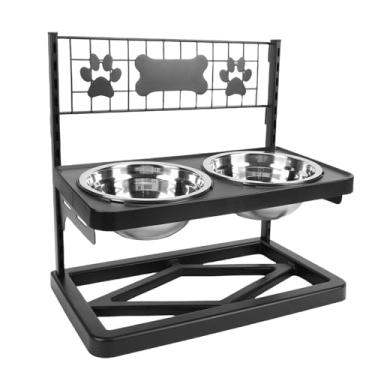 Imagem de Diydeg Tigelas Elevadas para Cães, Suporte para Tigela Elevada para Cães Com Altura Ajustável Suporte para Tigela Elevada Estação de Alimentação de Cães de Metal Com 2 Tigelas de Aço