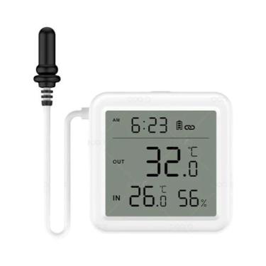 Imagem de Medidor De Temperatura E Umidade WiFi Zigbee Com Sonda Externa Termôme