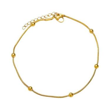 Imagem de Tornozeleira Feminina Vintage De Aço Inoxidável Com Contas, Acessório 