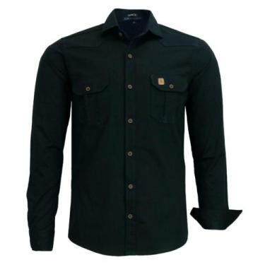 Imagem de Camisa Masculina Amil Estilo Militar Manga Longa Slim 100% Algodão 174