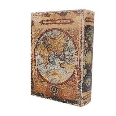 Imagem de Caixa de livro decorativa estilo europeu vintage grande capacidade de armazenamento placa de densidade de couro PU durável livro falso para decoração de prateleira de bar de