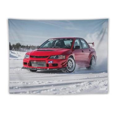 Imagem de HouLaiZhe JDM Tapeçaria de carro Jdm Lancer neve Drift esportes legal pendurar na parede quarto decoração de casa tapeçarias estética piquenique decoração de parede arte de parede para dormitório sala