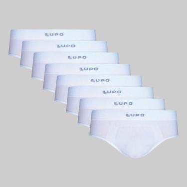 Imagem de Kit 8 Cuecas Lupo Slip Micromodal Sem Costura 00681, Branco, GG