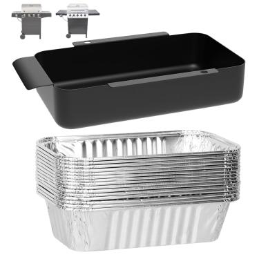 Imagem de Bandeja de graxa G416-0015-W1 de substituição para Charbroil 463331221 463242716 463365021 463234513 9328812P06 463344523, G325-5703-W111 Apanhador de gordura Para desempenho CharBroil com forro de