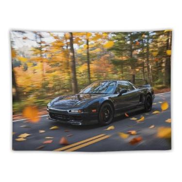 Imagem de HouLaiZhe Tapeçaria de carro Guerreiro Preto Jdm Nsx Extreme Speed Sports Outono Pendurar na Parede Quarto Decoração de Casa Tapeçarias Estética Piquenique Decoração de Parede Arte de Parede para