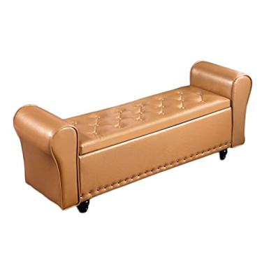 Imagem de FAMEOYA Caixa de armazenamento otomana para adultos, banco dobrável para pés e pufes, bancos multifuncionais para trocador de sapatos para sala de estar, quarto, cama, banco